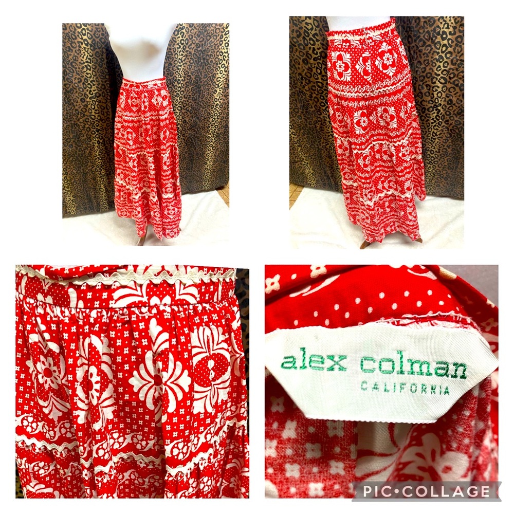 Vintage Alex Colman red and white maxi skirt.
